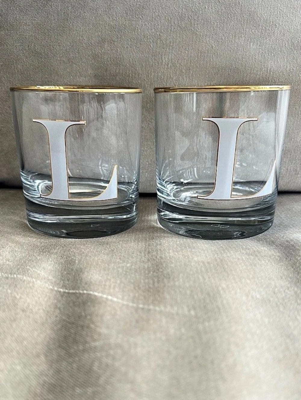 Williams-Sonoma Monogram Double Old-Fashioned Glass - Letter L Set of 2